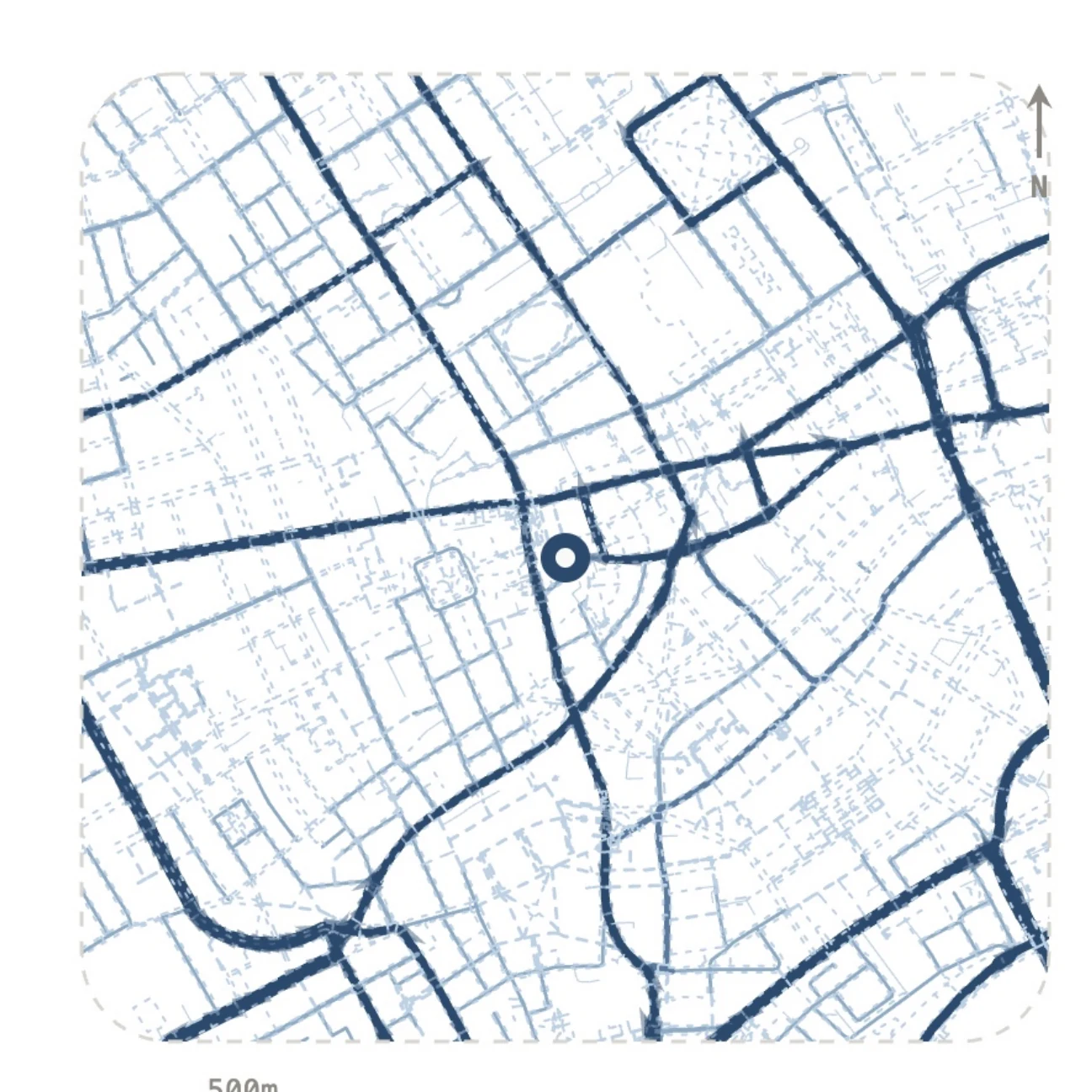 Urban strategy diagram with movement corridors